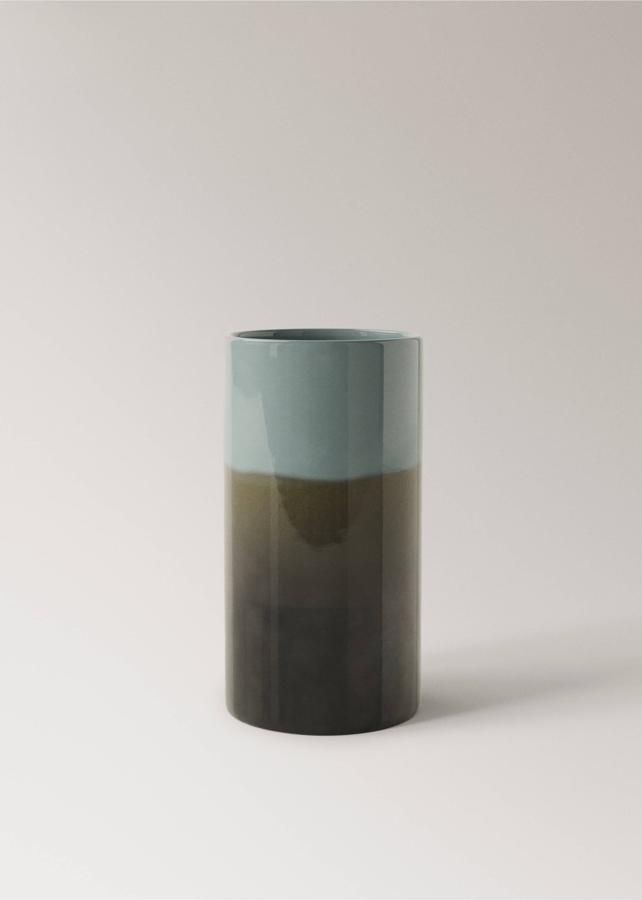 Medium two-tone earthenware vase - Article without model, Turquoise. Ref: 37011519-00.