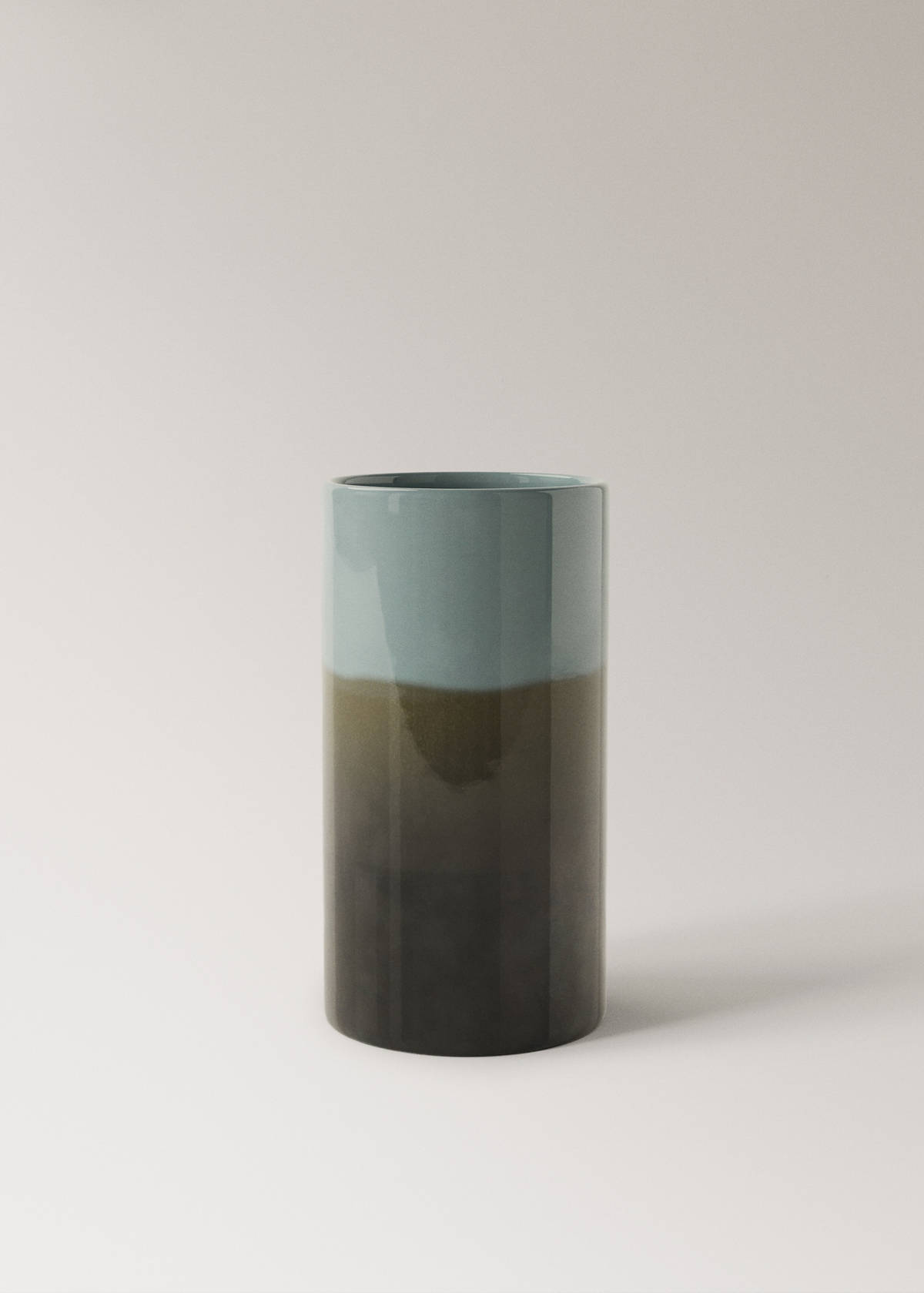 Medium two-tone earthenware vase — Turquoise