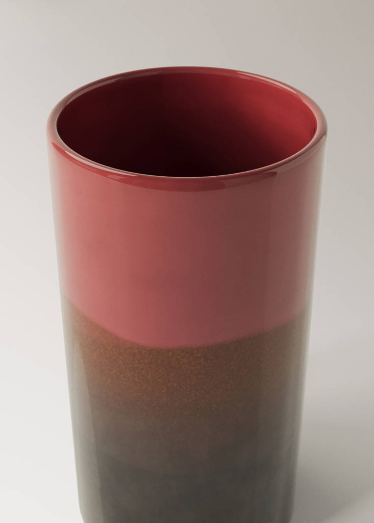 Medium two-tone earthenware vase — Fuchsia
