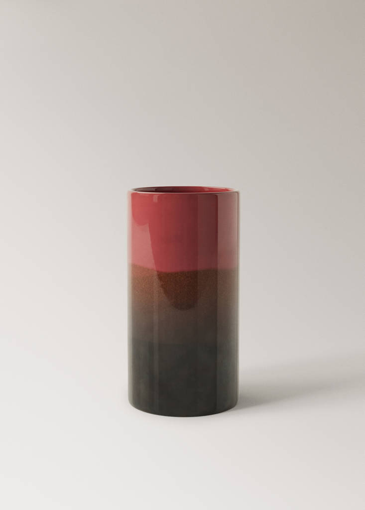 Medium two-tone earthenware vase — Fuchsia
