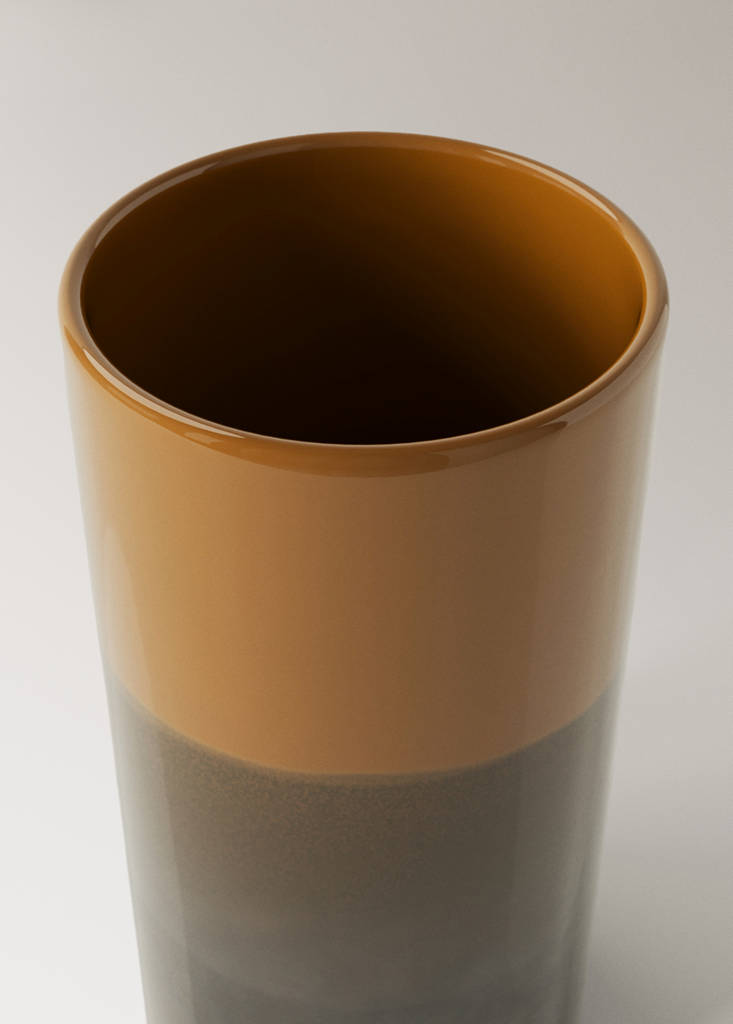 Medium two-tone earthenware vase — Caramel