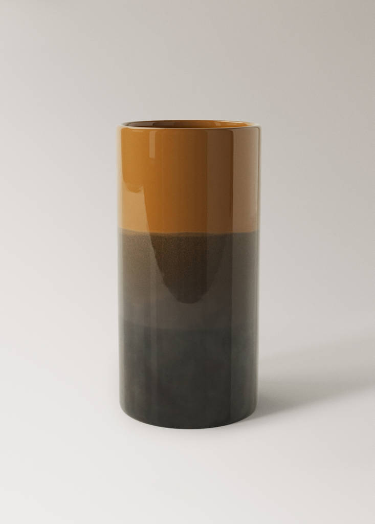 Medium two-tone earthenware vase — Caramel