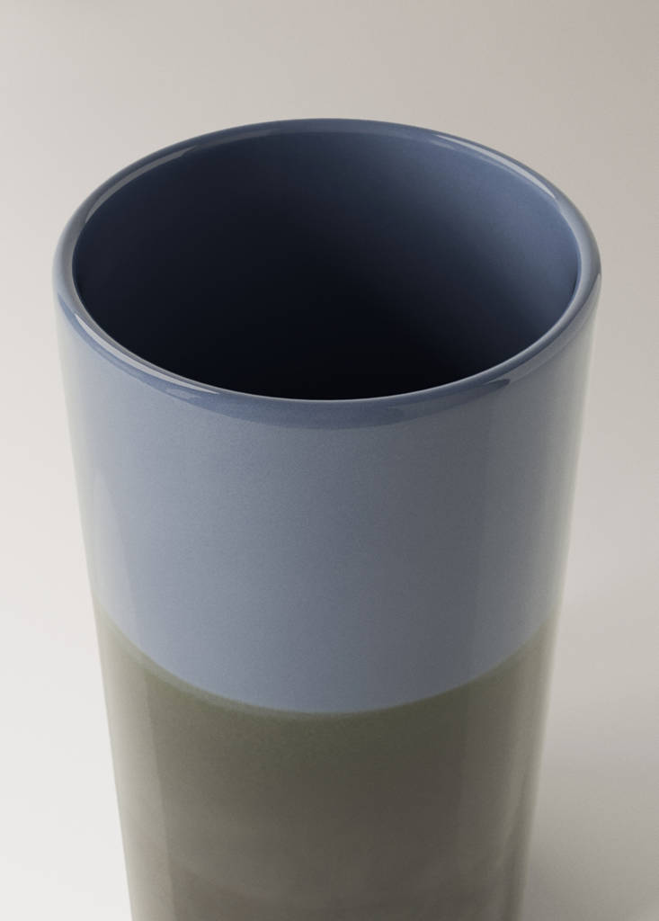 Medium two-tone earthenware vase — Blue