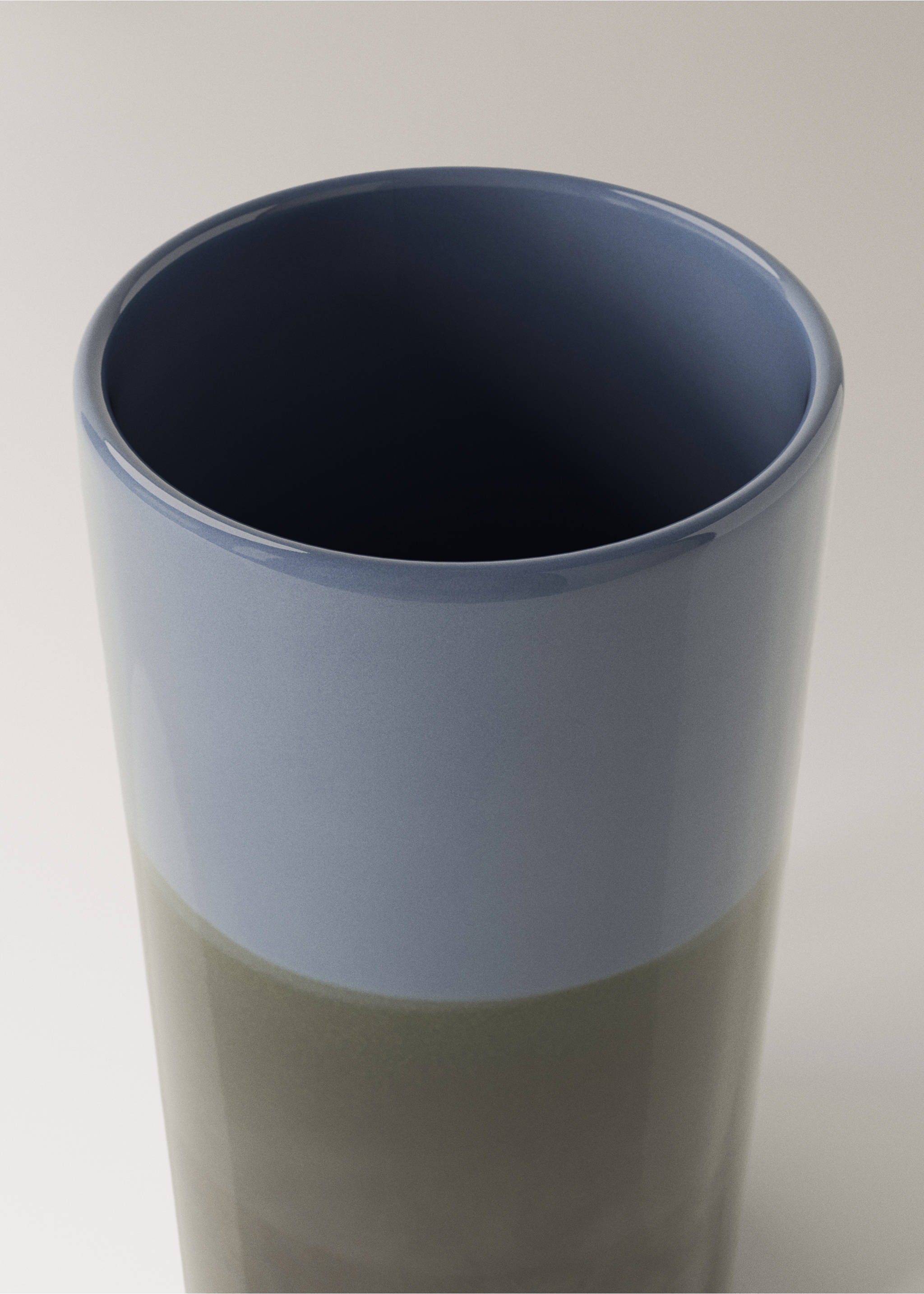 Large two-tone earthenware vase - Details of the article 1, Blue. Ref: 37011523-00.