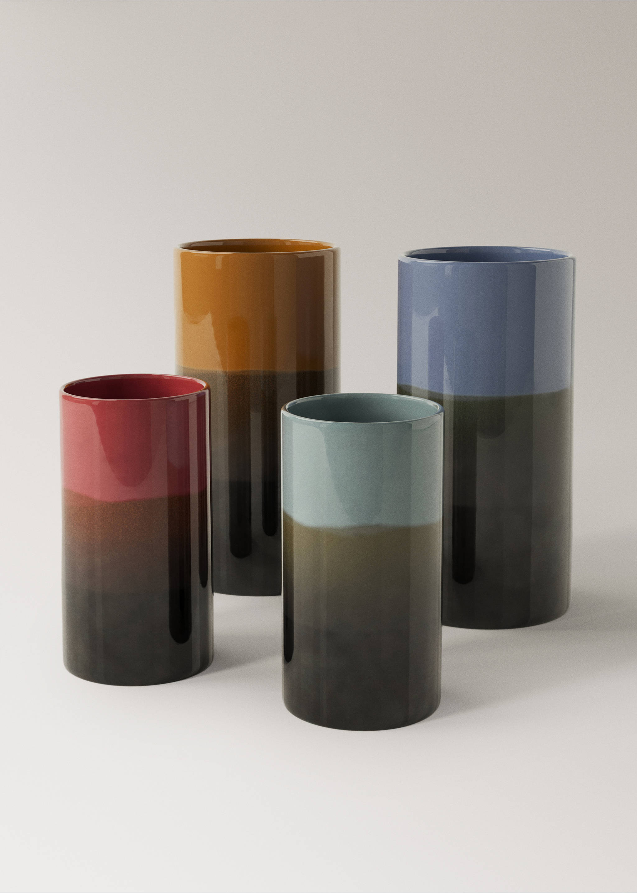 Large two-tone earthenware vase - Details of the article 3, Blue. Ref: 37011523-00.