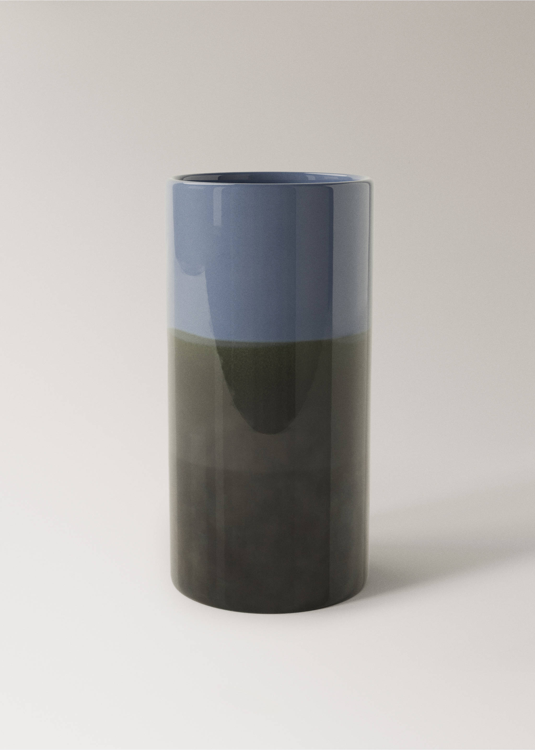 Large two-tone earthenware vase - Article without model, Blue. Ref: 37011523-00.
