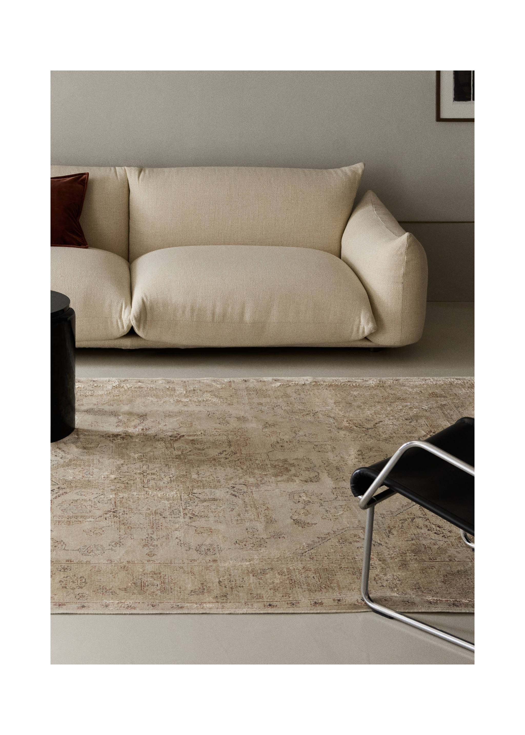 Tapis effet vieilli grand format - Plan général, Beige. Ref: 37011526-00.