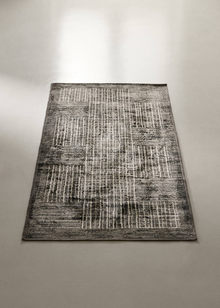 Small bicolour cotton rug — Charcoal