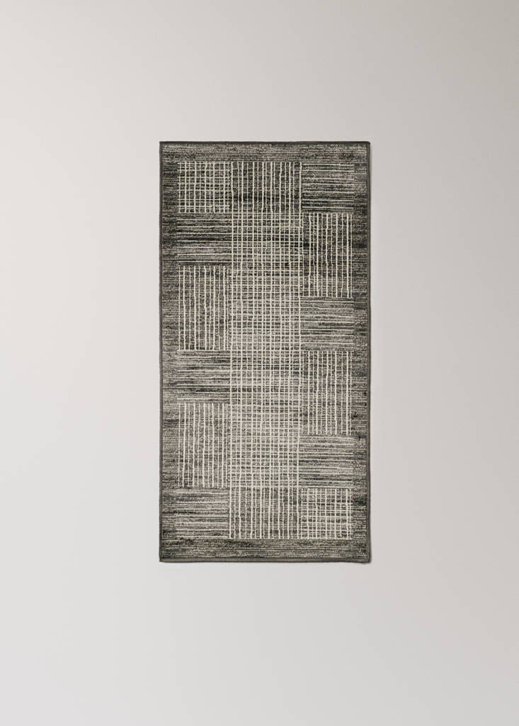 Small bicolour cotton rug — Charcoal