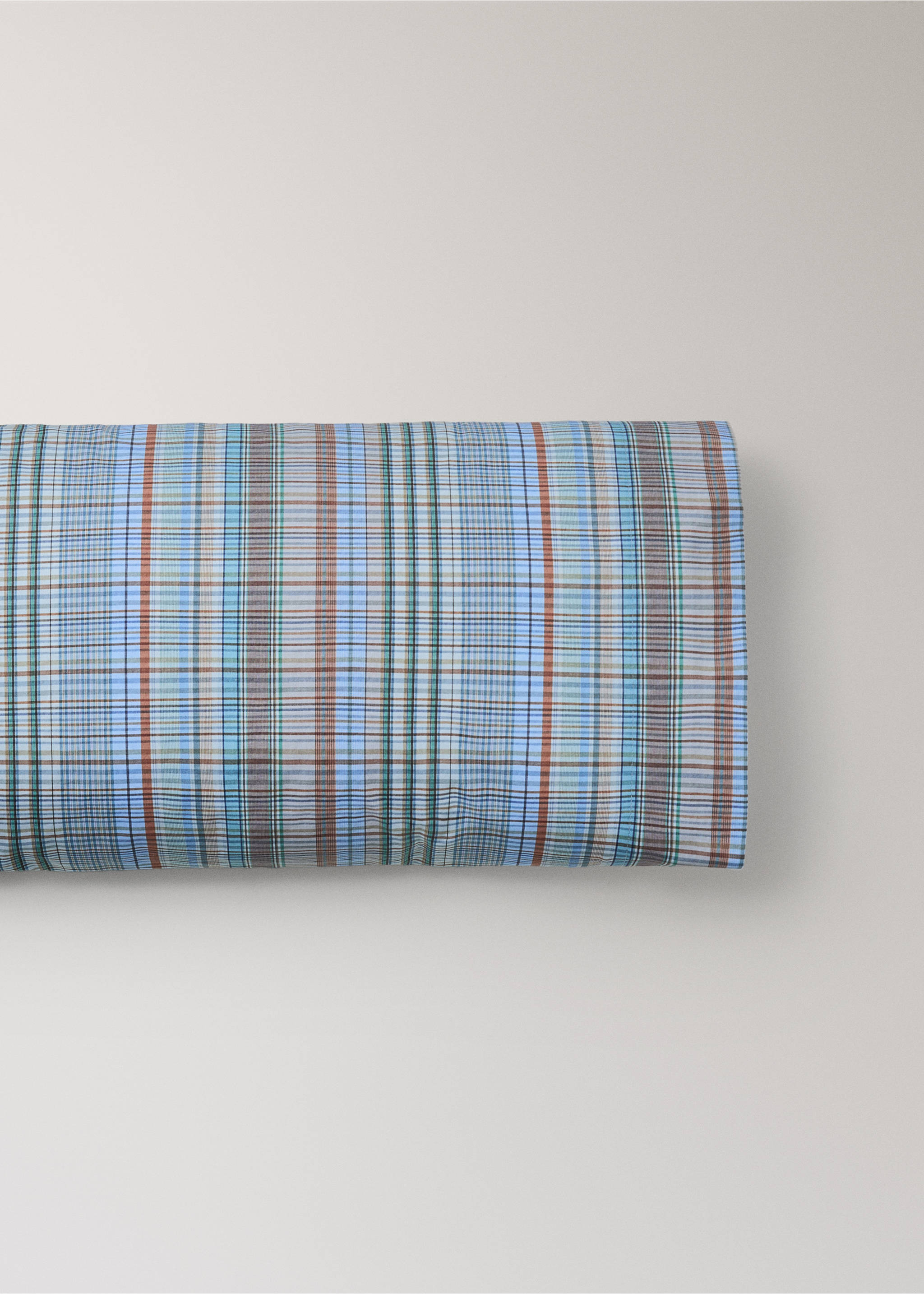 Funda almohada infantil algodón percal cuadros 45x110 cm - Artículo sin modelo, Azul. Ref: 37011529-00.