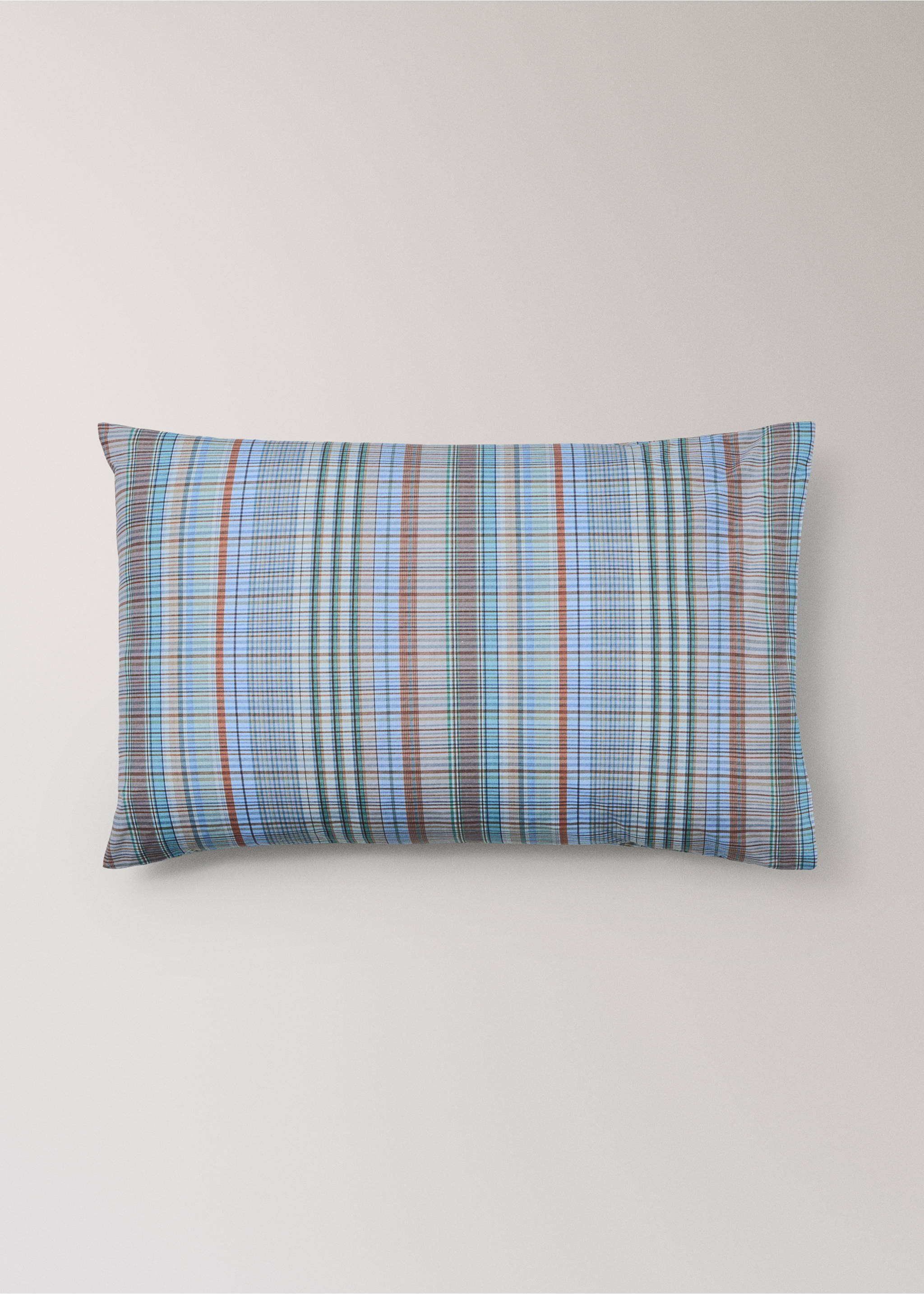 Funda almohada infantil algodón percal cuadros 50x75 cm - Artículo sin modelo, Azul. Ref: 37011530-00.