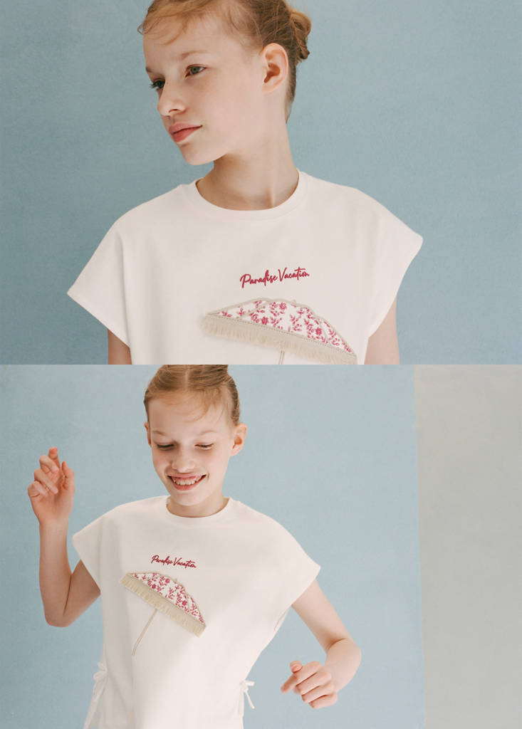 Printed top with tie detail — Off White