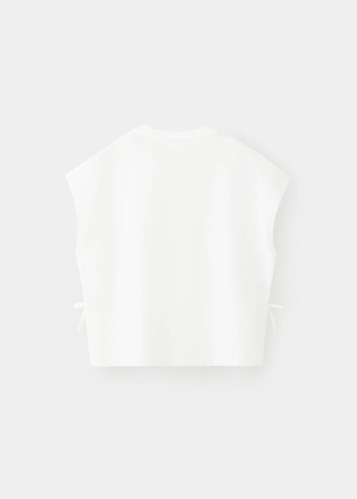 Printed top with tie detail — Off White