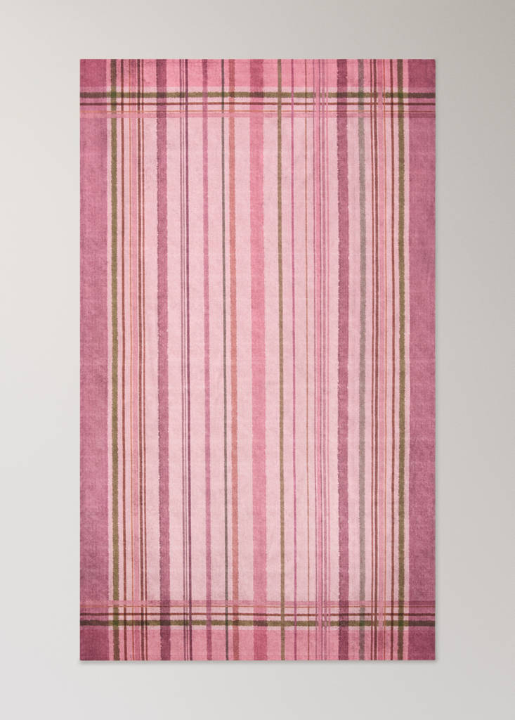Multicoloured checked cotton tablecloth for 6 to 8 people — Pink