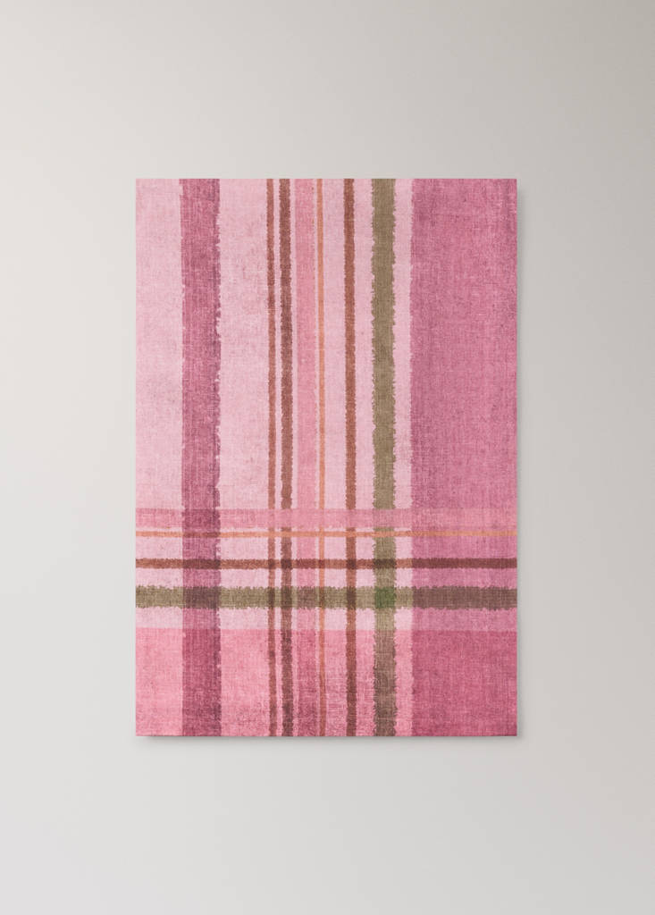 Multicoloured checked cotton tablecloth for 6 to 8 people — Pink