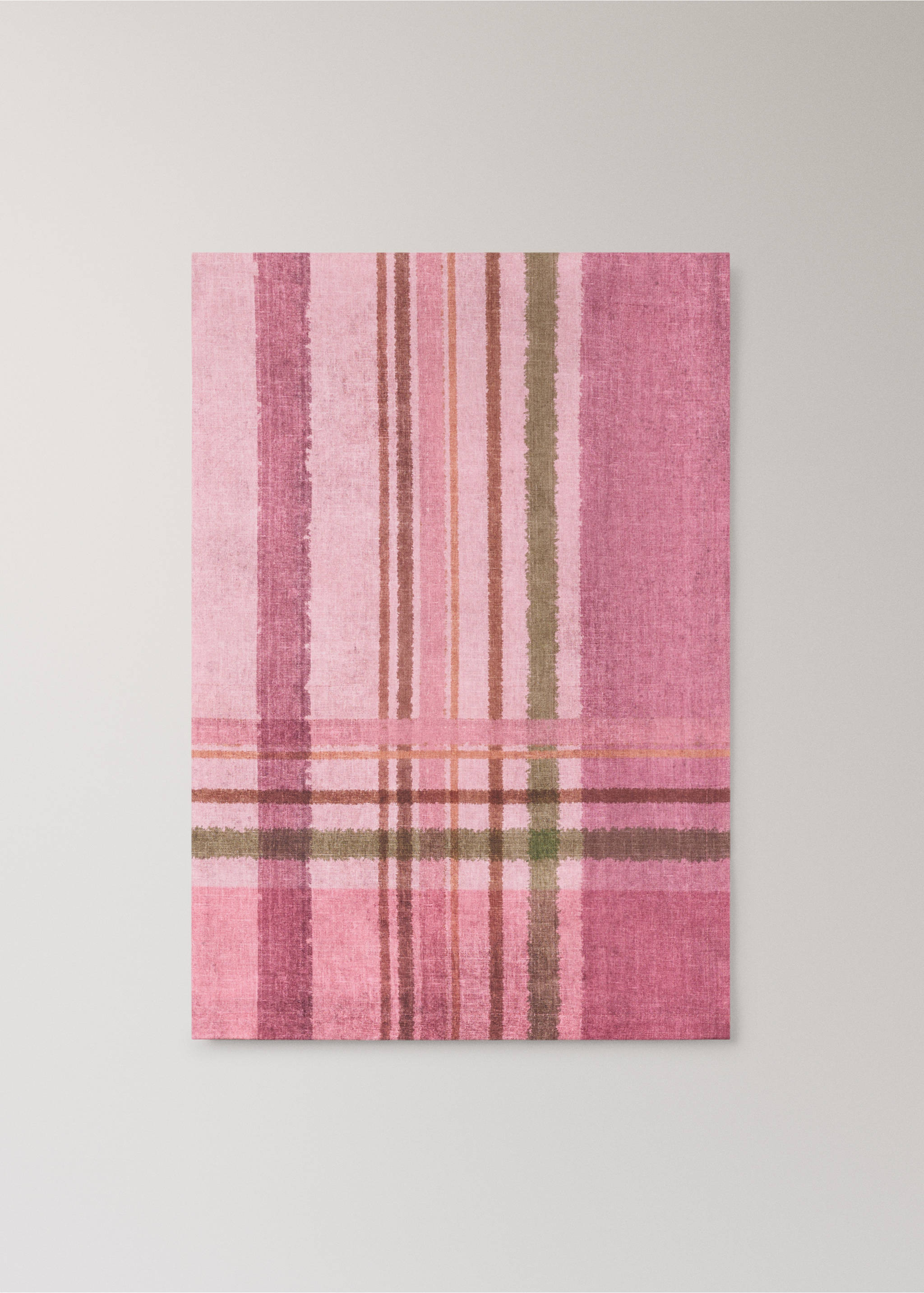 Multicoloured checked cotton tablecloth for 6 to 8 people - Article without model, Pink. Ref: 37011538-00.