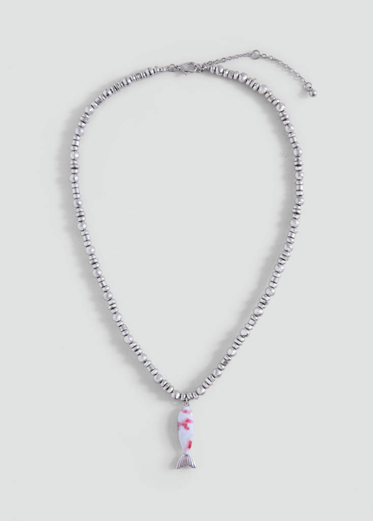 Metallic collar with charm detail — Silver
