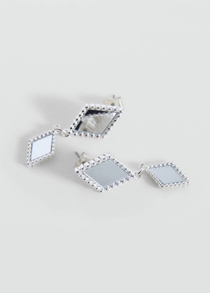 Mirror dangling earrings — Silver
