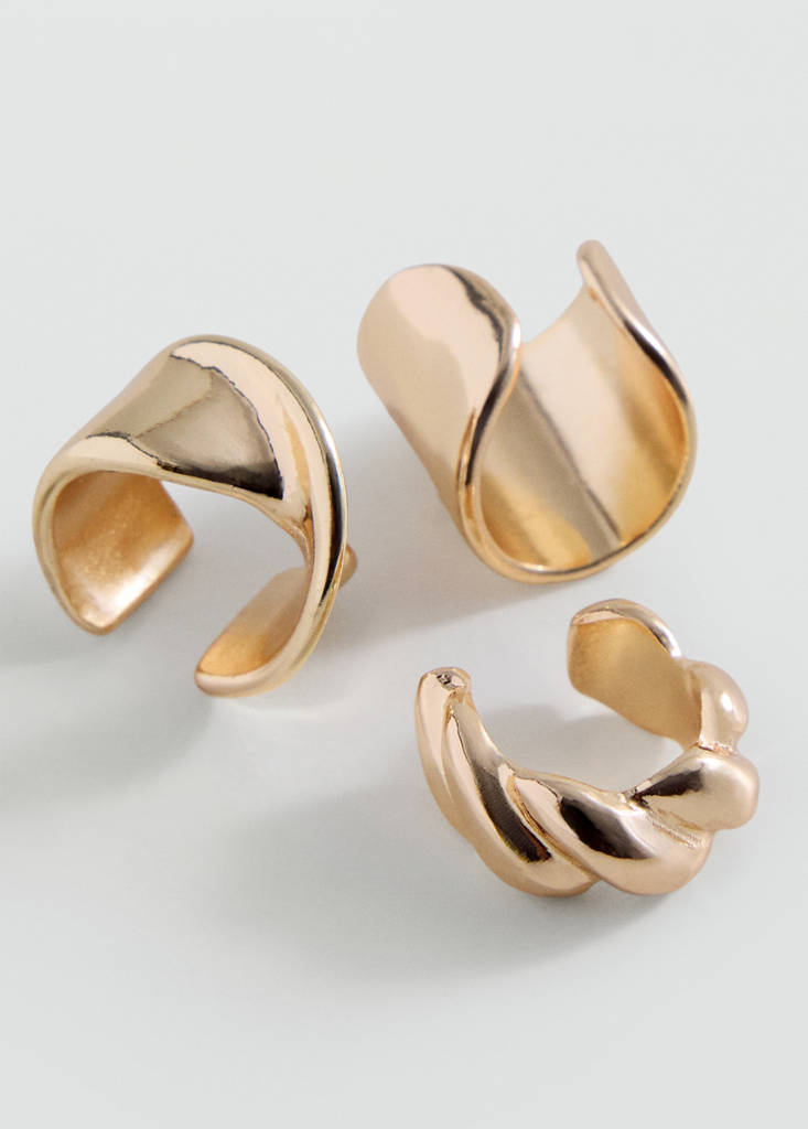 Set of 3 ear cuff earrings — Gold