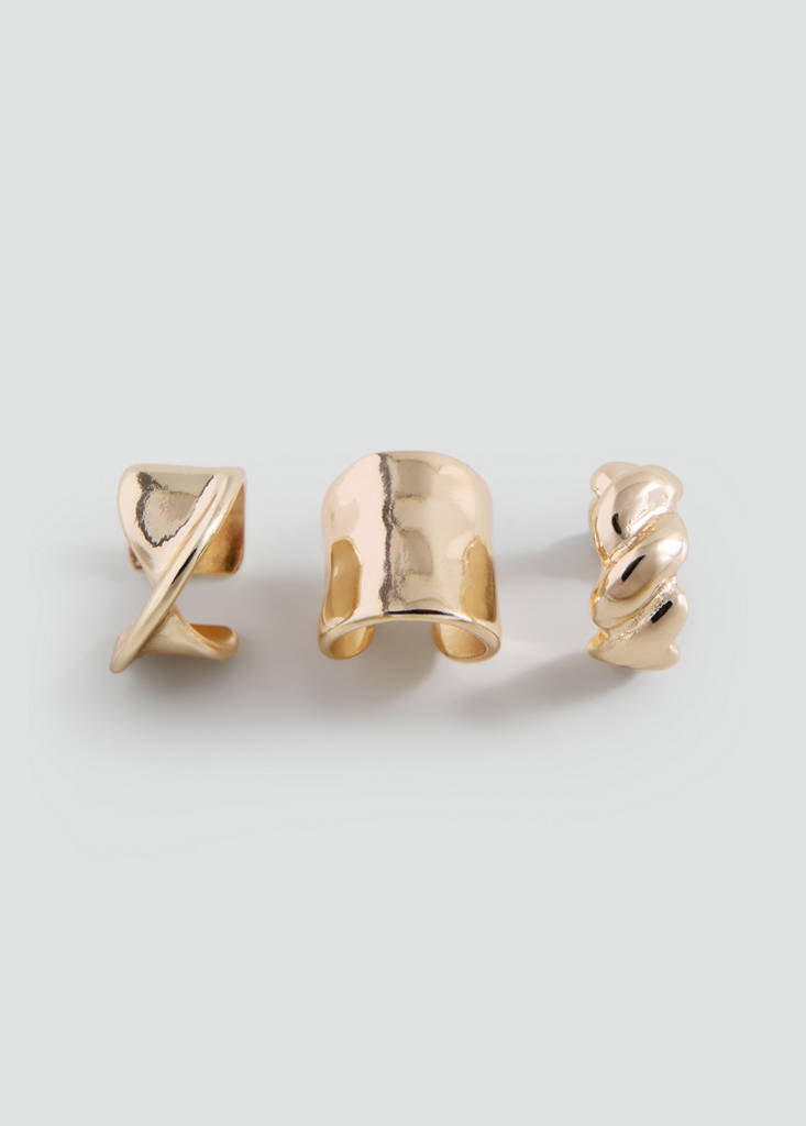 Set of 3 ear cuff earrings — Gold