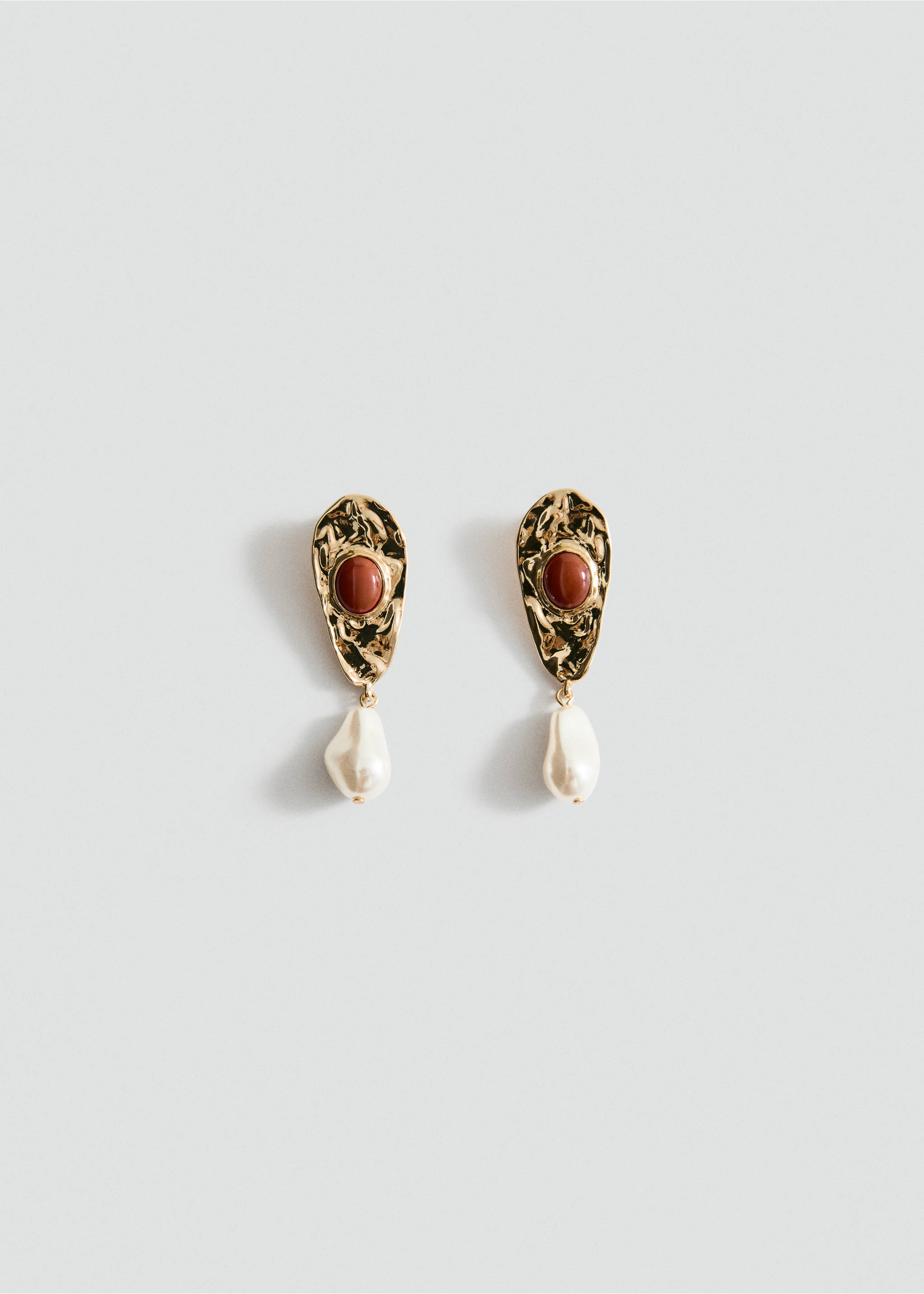 Combined hanging bead earrings - Article without model, Gold. Ref: 37011545-00.