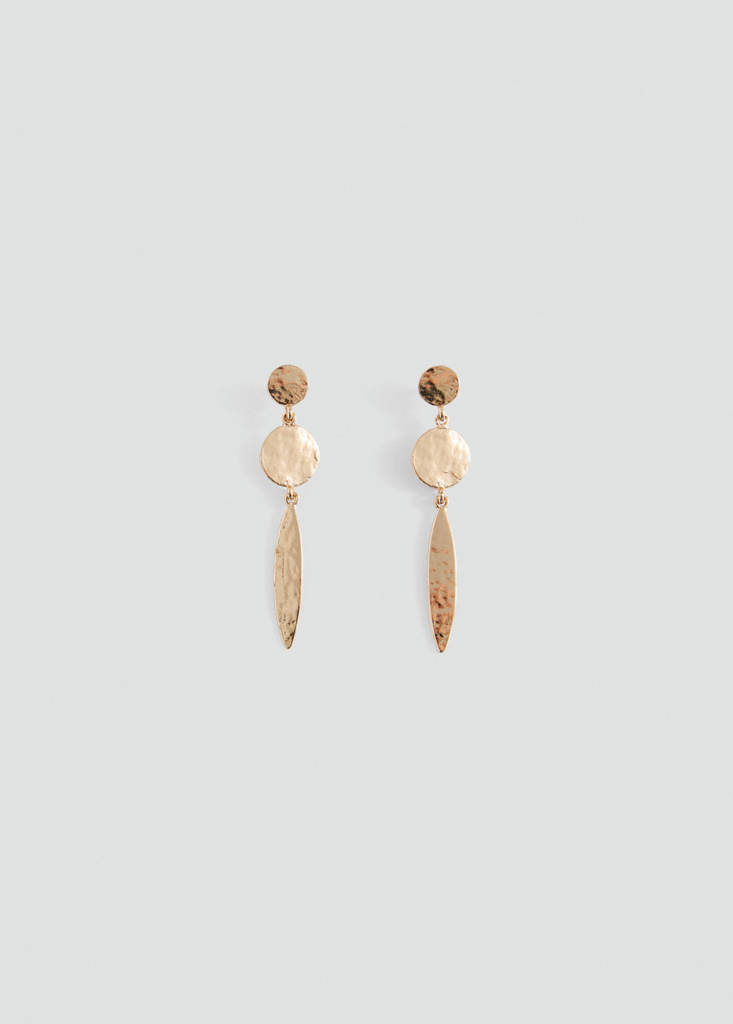 Long textured earrings — Gold