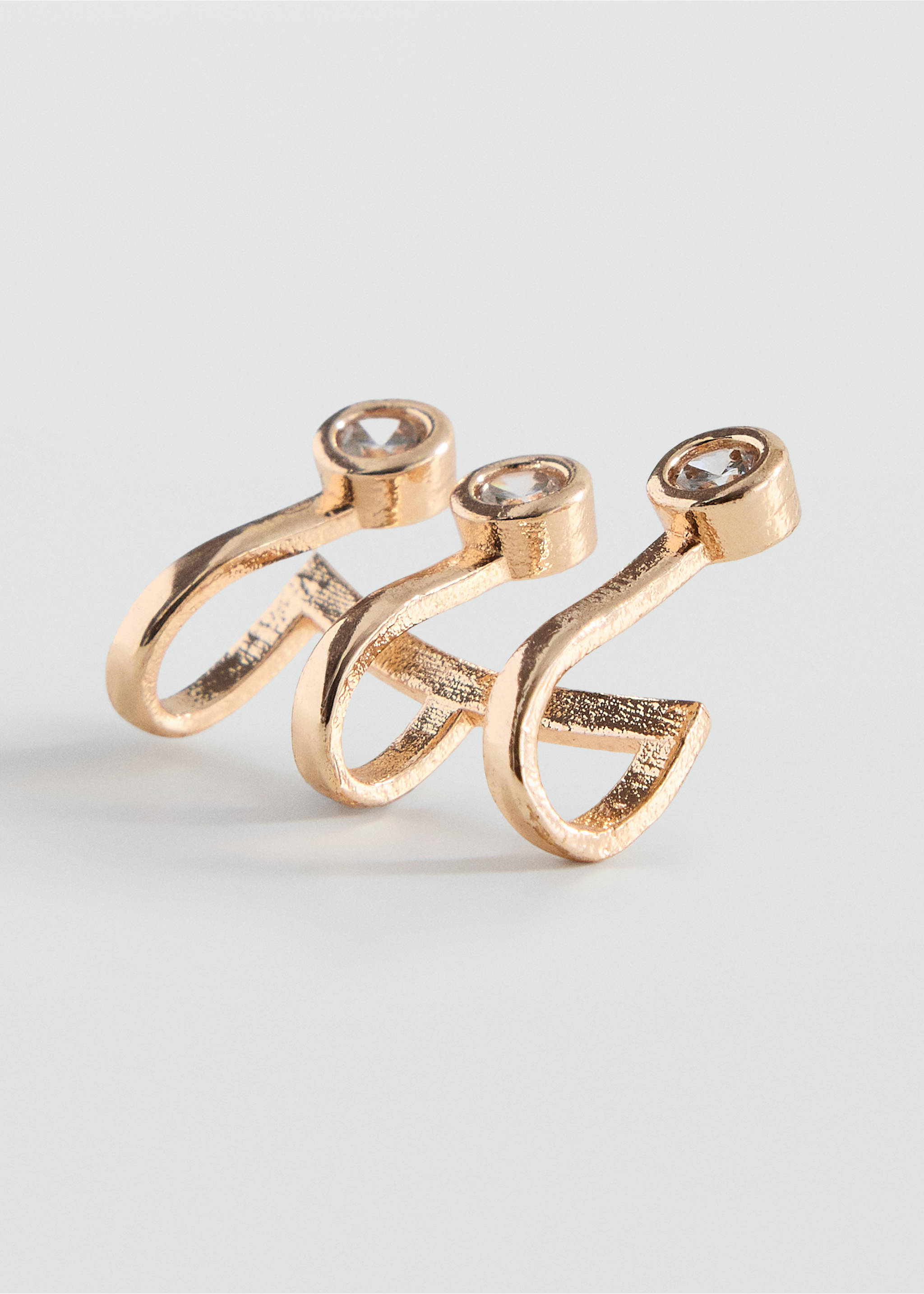 Ear cuff with crystal detail - Medium plane, Gold. Ref: 37011549-00.