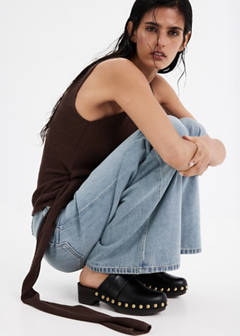 Wide-leg jeans with frayed waistband — Medium Blue 5