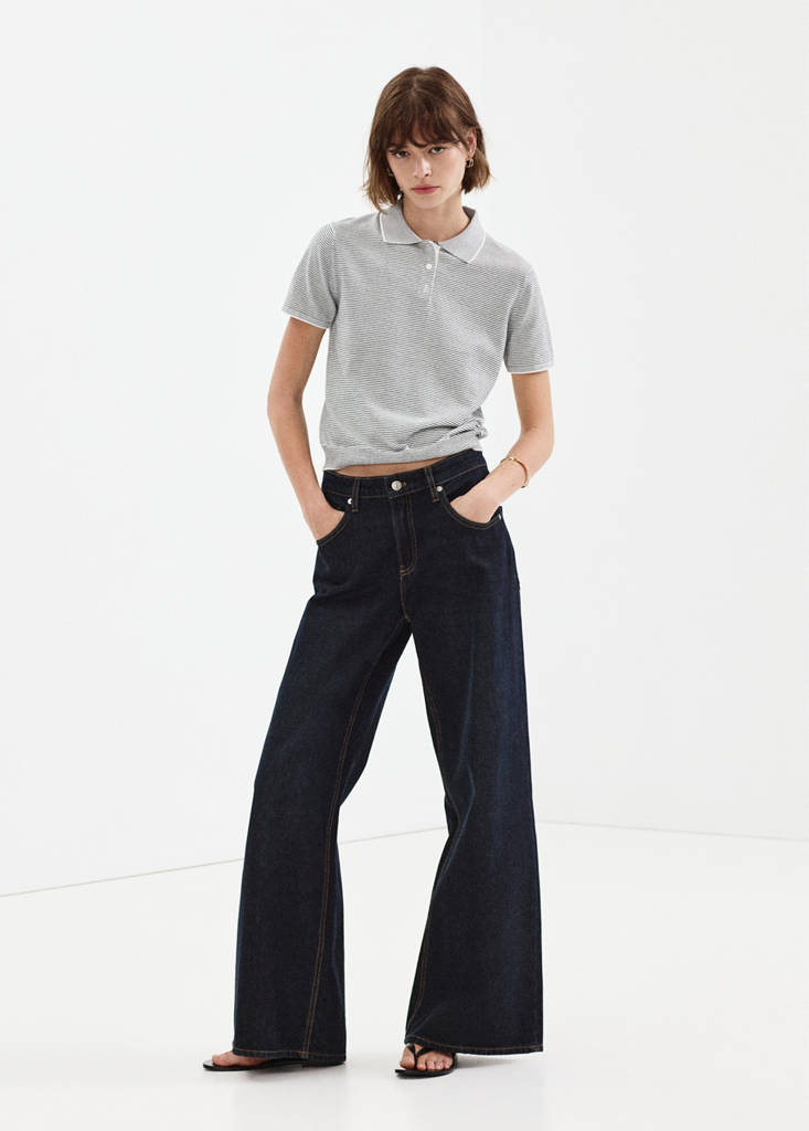 Knitted polo-neck sweater — Navy