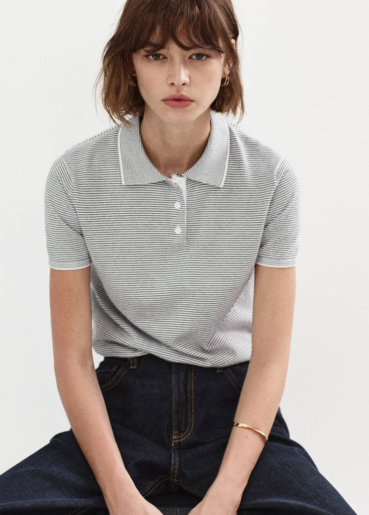 Knitted polo-neck sweater — Navy