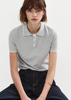 Knitted polo-neck sweater — Navy 1