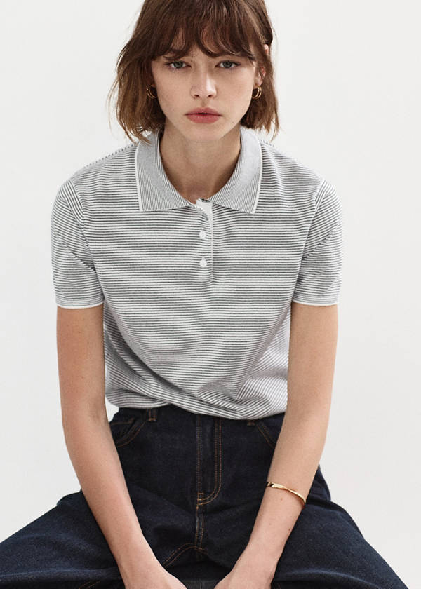Knitted polo-neck sweater — Navy