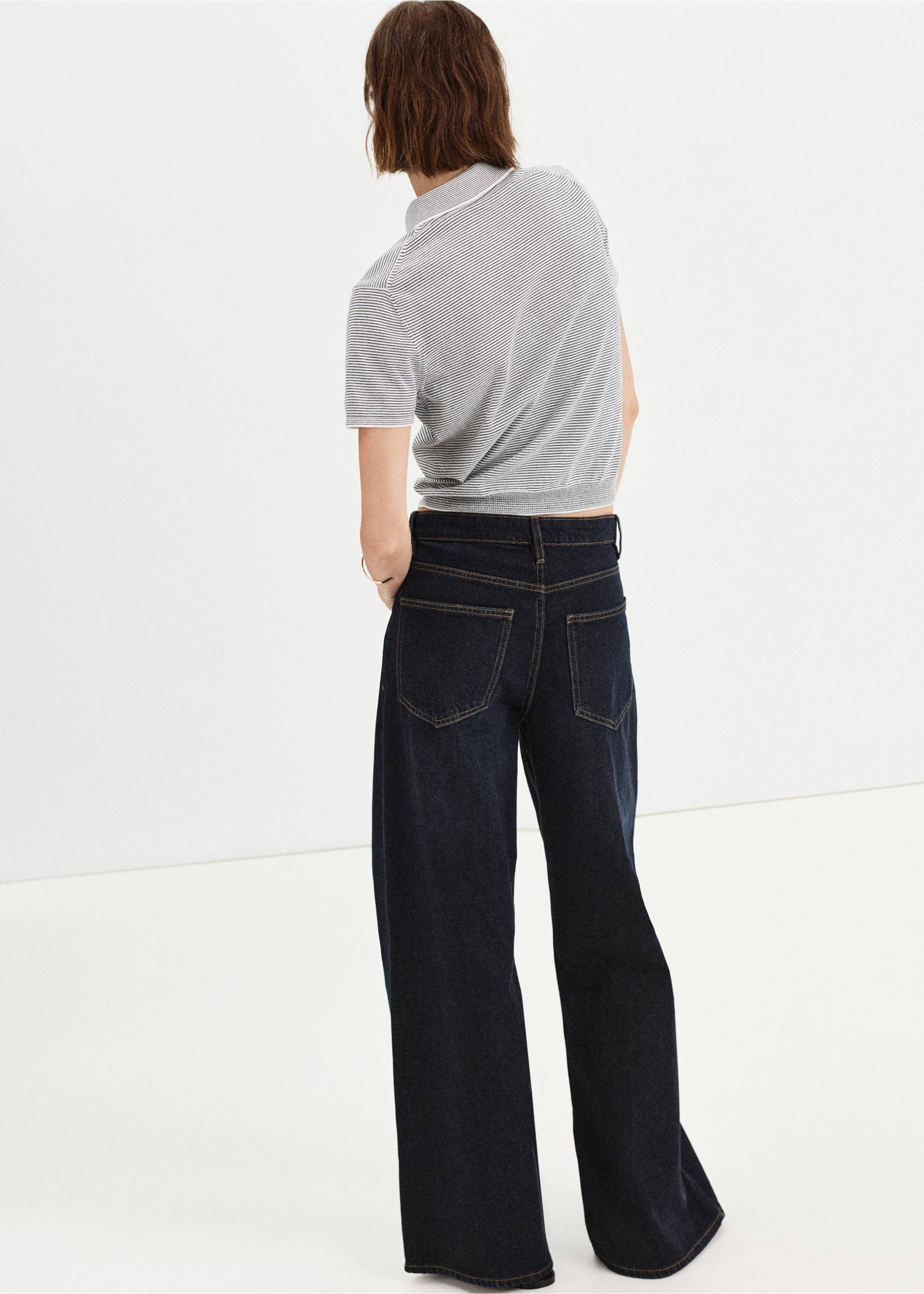 Knitted polo-neck sweater - Reverse of the article, Navy. Ref: 37012529-00.
