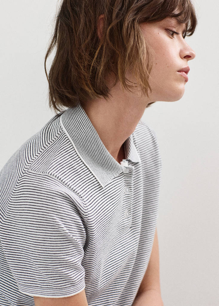 Knitted polo-neck sweater — Navy