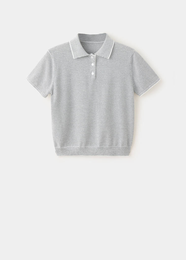 Knitted polo-neck sweater — Navy