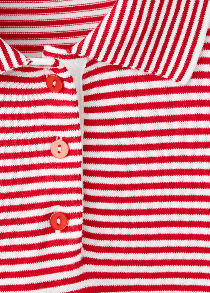 Knitted polo-neck sweater — Red