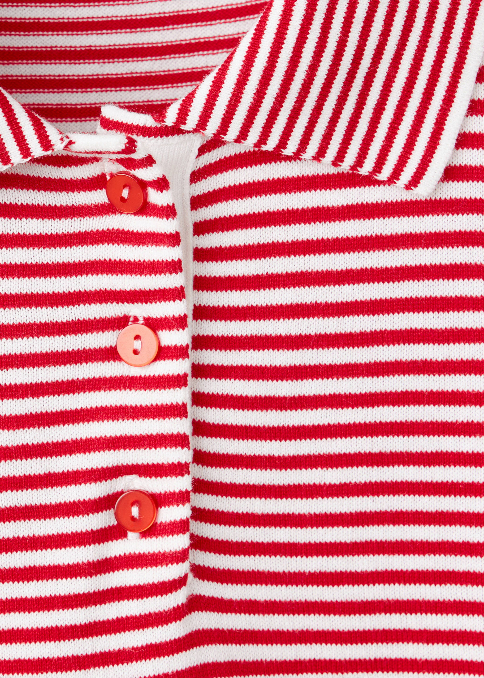 Knitted polo-neck sweater - Details of the article 8, Red. Ref: 37012529-00.