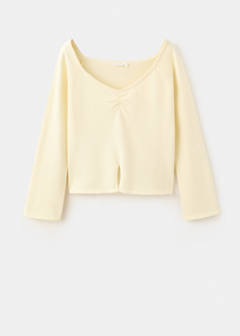 Ruched detail knitted jumper — Pastel Yellow 4
