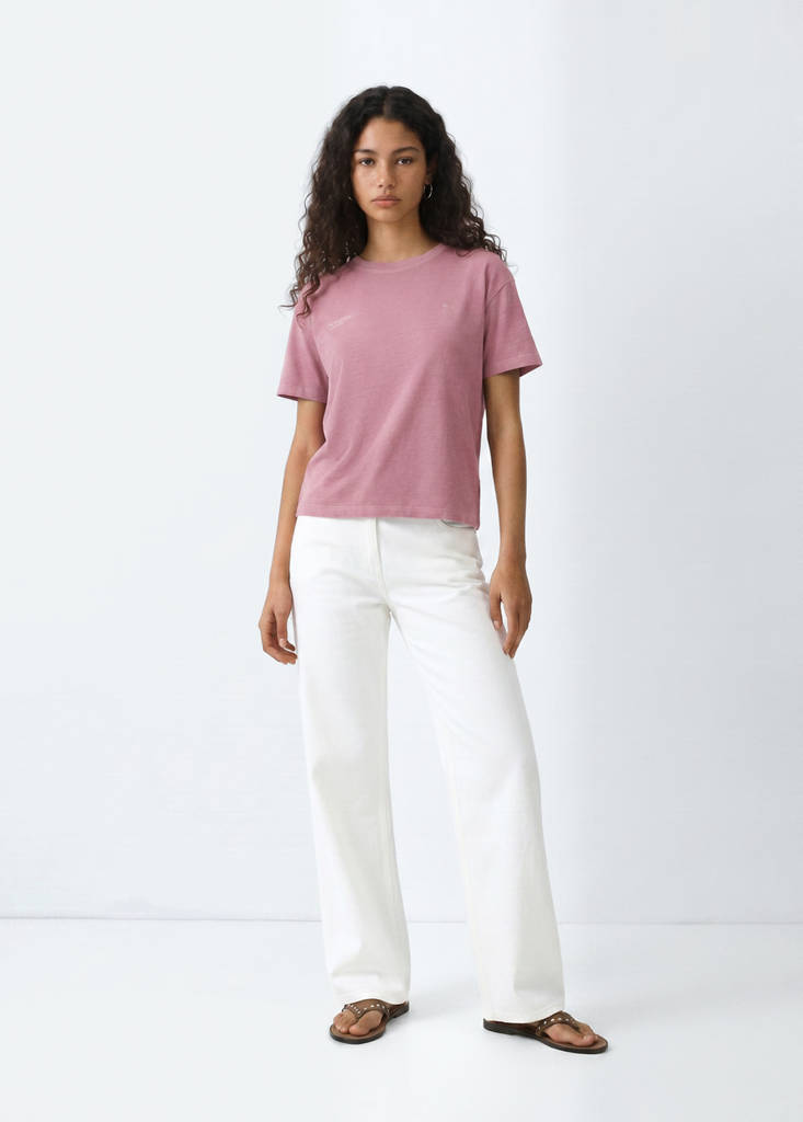 Koszulka z 100% bawełny z nadrukiem różowy - Teen - XS - MANGO TEEN