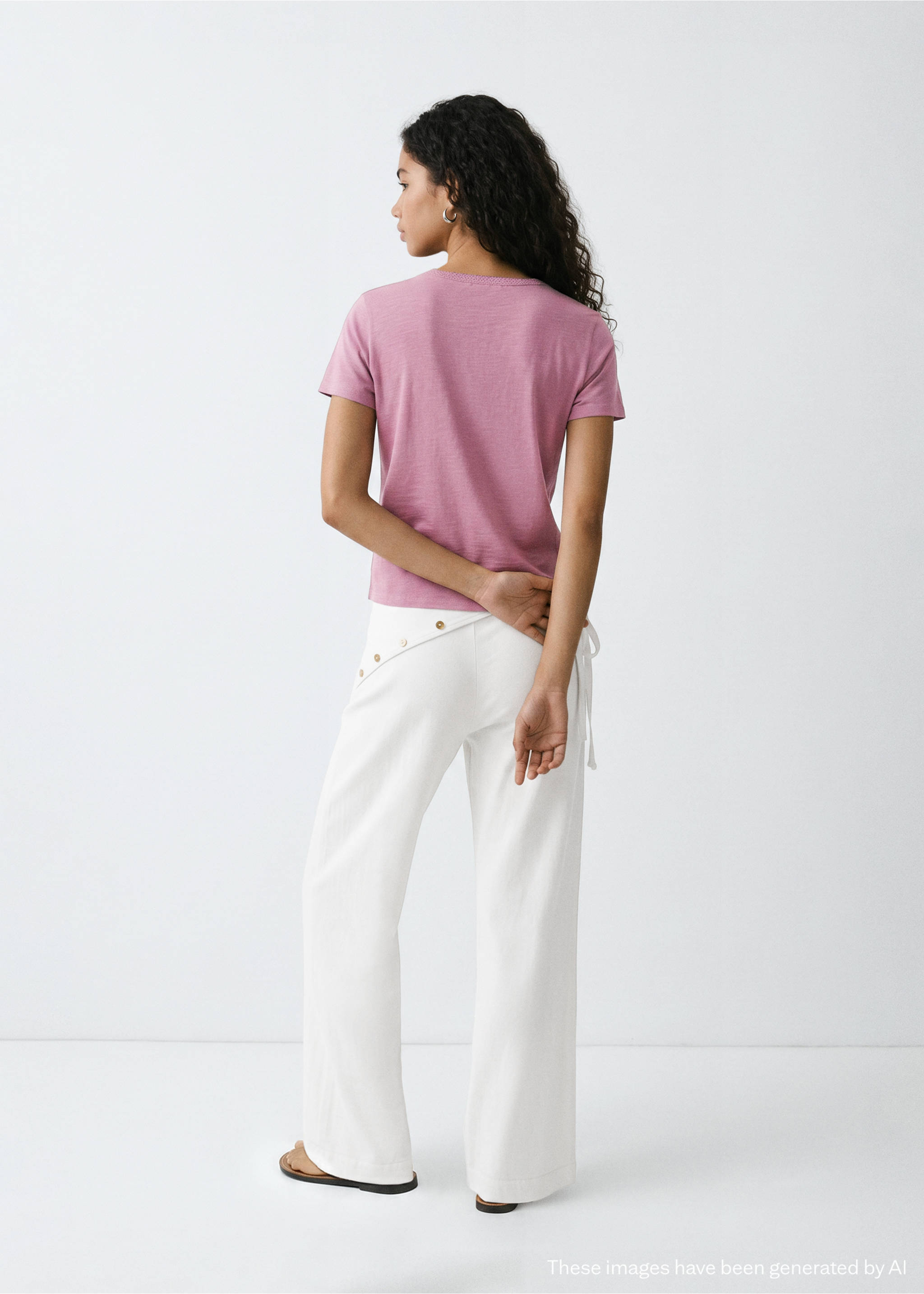 100% cotton t-shirt - Reverse of the article, Pastel Pink. Ref: 37012535-00.