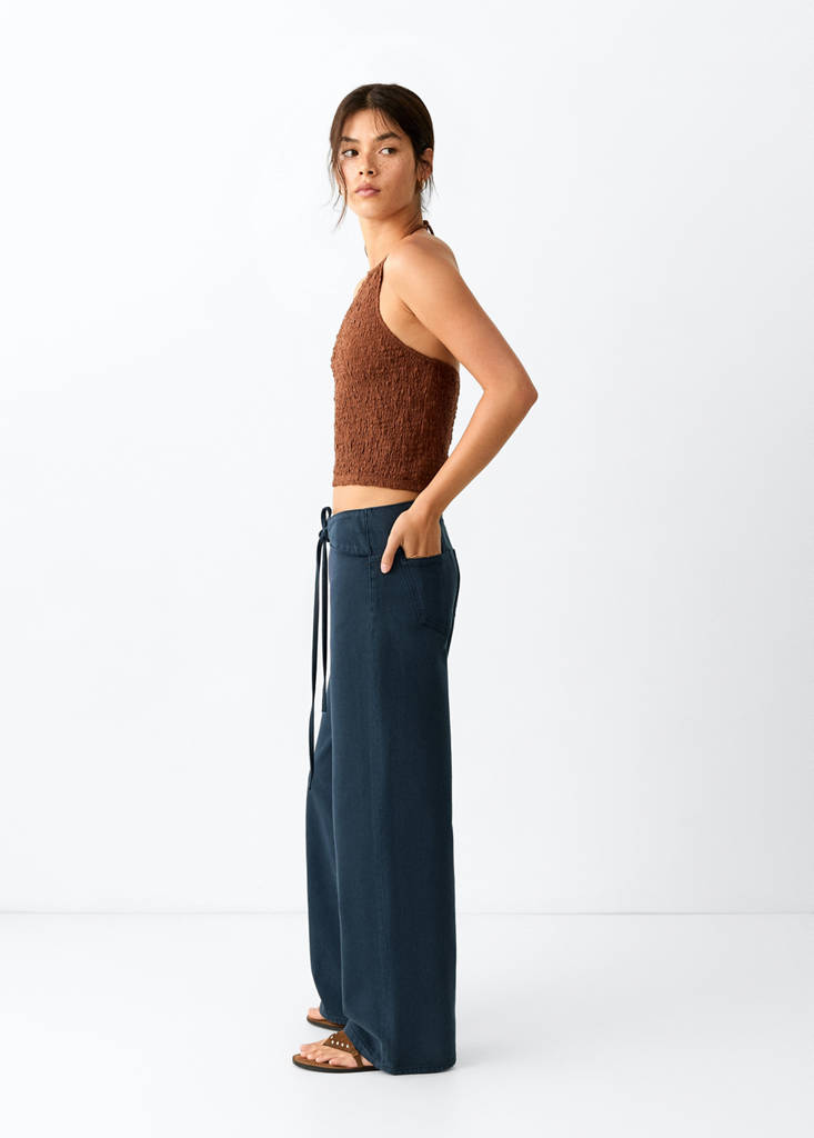 Low-rise tie jeans — Charcoal