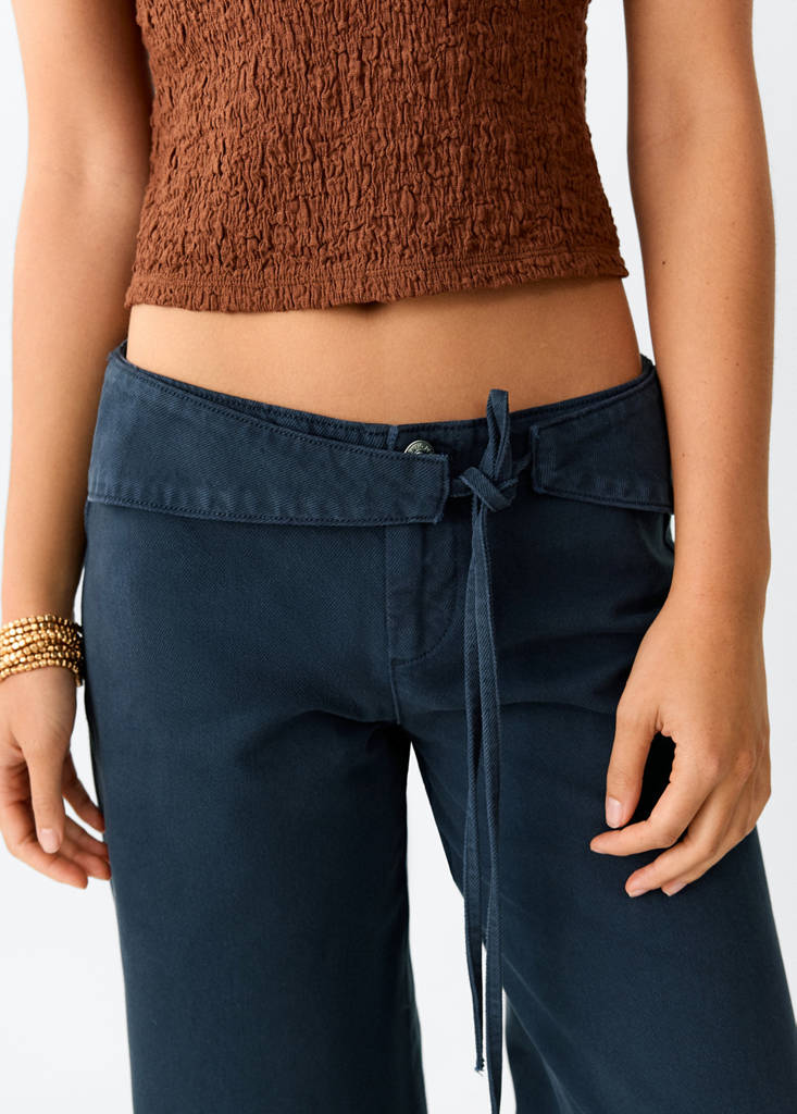 Low-rise tie jeans — Charcoal