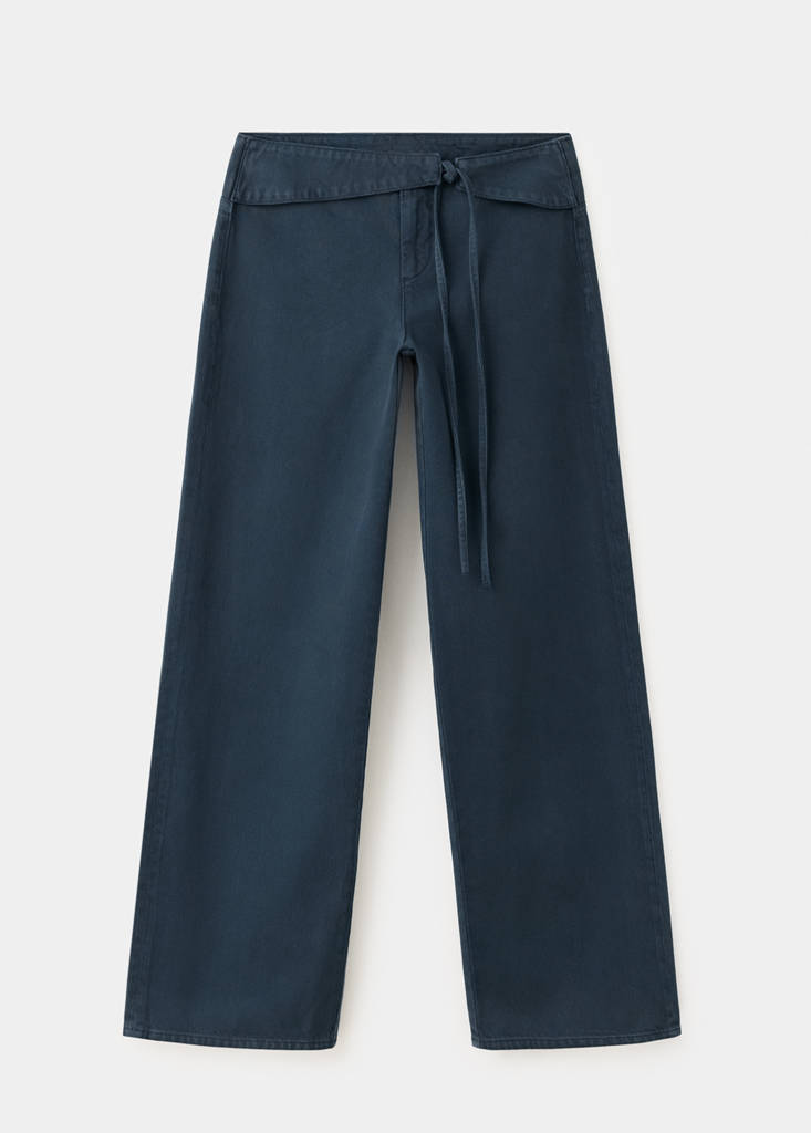Low-rise tie jeans — Charcoal