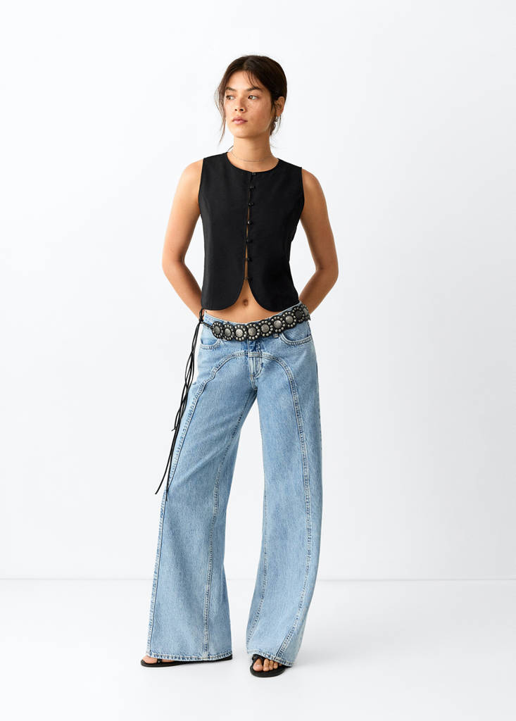 Low-waist wide-leg jeans — Medium Blue