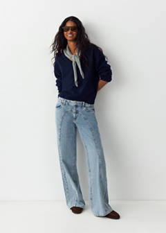 Straight-leg jeans with stitching detail — Medium Blue 2