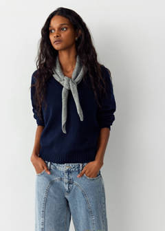 Straight-leg jeans with stitching detail — Medium Blue 1