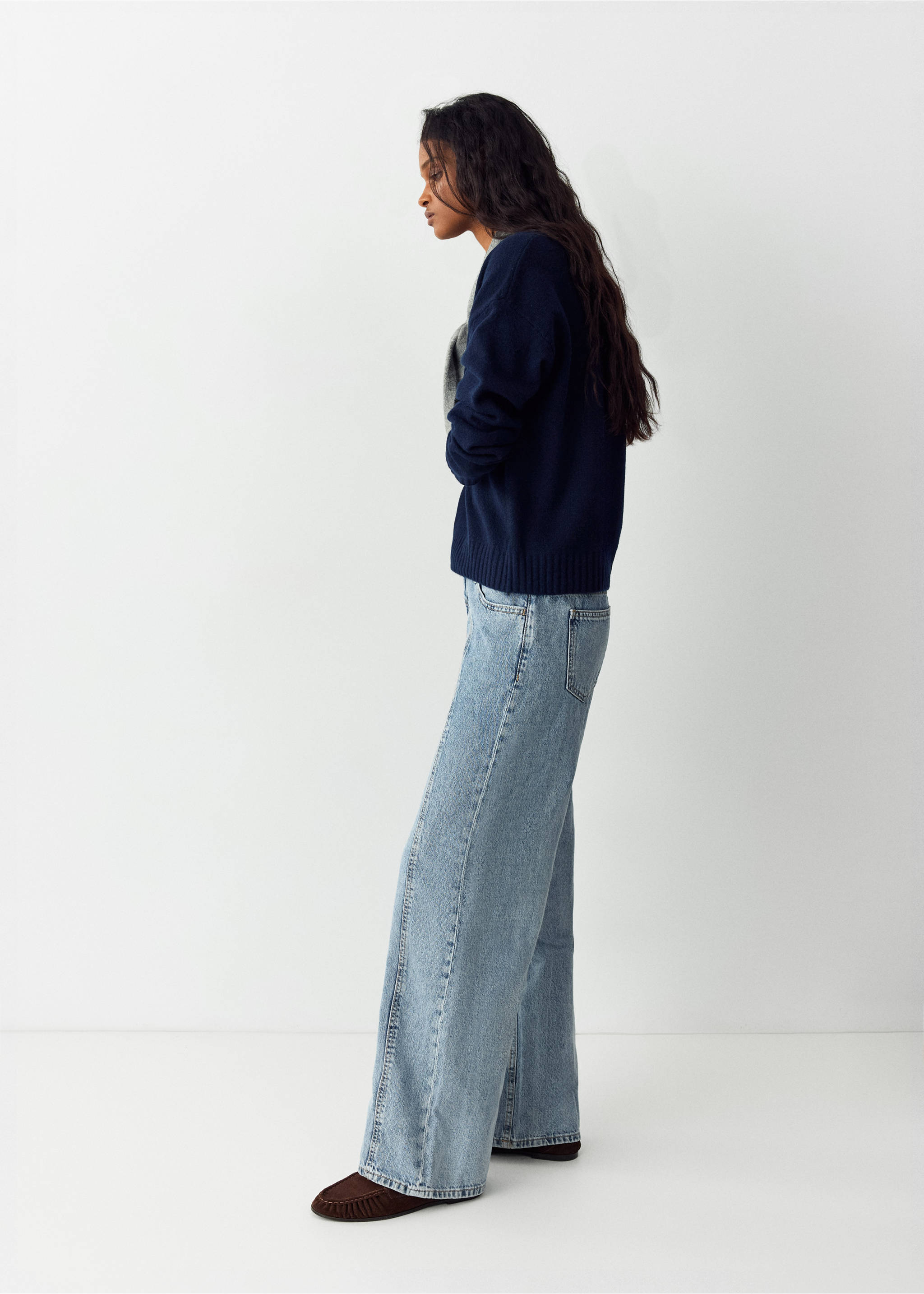 Дънки wide leg с ниска талия - Данни за артикула 1, Средносиньо. Ref: 37012537-00.