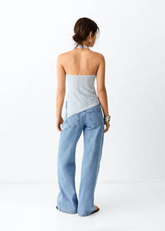 Wide leg studded jeans — Medium Blue 6