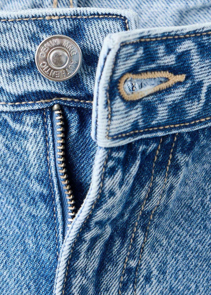 Wide-leg jeans with studded seams — Medium Blue