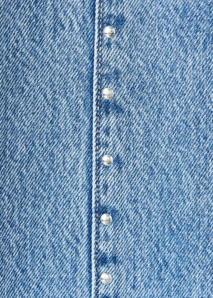 Wide-leg jeans with studded seams — Medium Blue